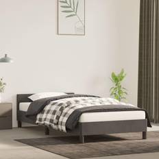 vidaXL Bedframe Matras 90x190 cm Fluweel Donkergrijs