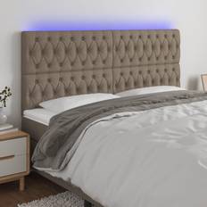 vidaXL LED-lys stof gråbrun Sengegavl