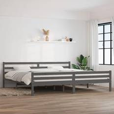 Strutture letto vidaXL Giroletto Grigio In Legno Massello 200x200 cm