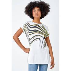 Women T-shirts Roman Abstract Foil Print T-Shirt