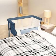 Blauw Matrassen vidaXL Babybox Met Matras Linnen Marineblauw