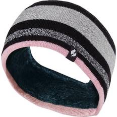 Roze Haarbanden Heat Holders Fleece Gevoerde Thermo Oorwarmer - Streep Zwart/Felroze