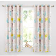 Blue Curtains Catherine Lansfield Kids Cute Cats Reversible Eyelet