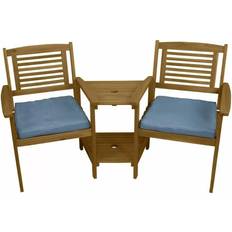 Holz Sofas Jardí Sitzgruppe Braun Loveseat Gartenbank Mit Kissen Sofa