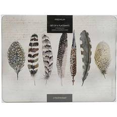 Beige Place Mats Tops Feathers 6 Premium Place Mat Beige, Grey