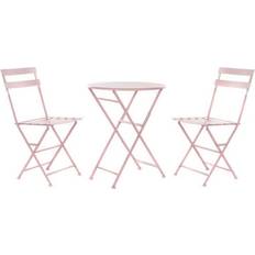 Dkd Home Decor Table + 2 Chaises MB-177410 Rose 60 x 60 x 75 cm 3 pcs Ensemble de Salle à Manger 2pcs