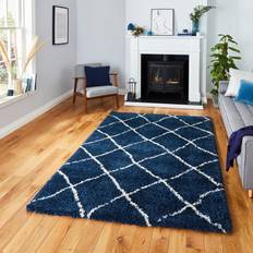 Blue Carpets & Rugs Think Rugs Scandi Berber G257 Navy Cream Blue, White cm