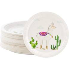 80 Pack Llama Paper Plates for Kids Birthday Party Supplies & Decorations Disposable Cactus Mexican Fiesta Plate 9 in