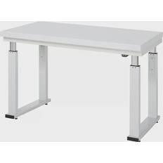 Rau Work table, electric height adjustment, hardened laminate worktop, max. load 600 kg, WxD 1250 x 700 mm