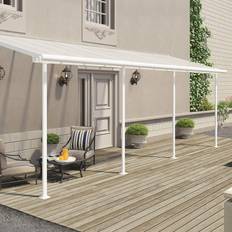 White Patio Awnings Palram Canopia Sierra White Non-Retractable Awning, H3M