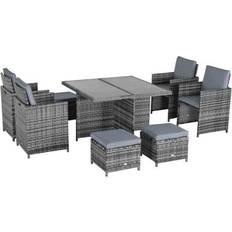Aluminium - Footstool Patio Dining Sets OutSunny 861-028GY - Grey Patio Dining Set, 1 Table incl. 4 Chairs