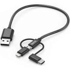 Usb kabel 3in1 Hama 3in1-Micro-USB-Kabel 0,2m + Adapter auf USB-Type-C/Lighting