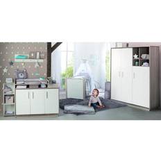 Möbel-Sets Roba Komplett Kinderzimmer OLAF, 3-tlg. Bett, Wickelkommode, Kleiderschrank 3-trg, weiß/Luna