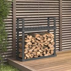 vidaXL Support pour bois de chauffage Gris 110x35x108,5 cm Bois de pin Pin gris