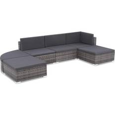 Outdoor sofa table vidaXL 6 Piece Poly Rattan Grey Sofa and Table Outdoor Lounge Set