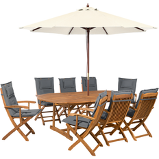Natural Patio Dining Sets Beliani Garden 8 Seater Maui Acacia Wood Graphite Grey Patio Dining Set
