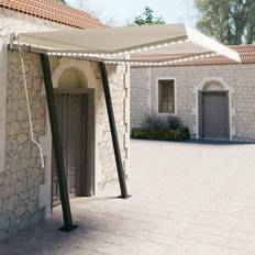 vidaXL Manual Retractable Awning with 118.1"x98.4" Cream Cream