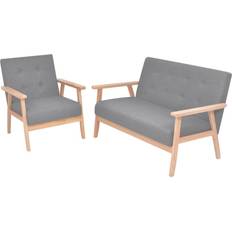 Loungesæt Havemøbler på tilbud vidaXL Sofasæt 2 Dele Stof Lysegrå Loungesæt