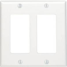 White Switches Leviton 2 Socket Outlet Plate White