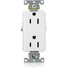 Circuit Breakers Leviton Decora Plus 15 Amp Industrial Grade Duplex Outlet, White