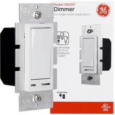 GE Single Pole Rocker Dimmer with Slide, White