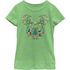 Fifth Sun Girl's Mickey & Friends Christmas Wonderland Icon Collage Child T-Shirt Green Apple