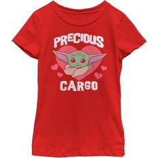 Star Wars T-shirts Fifth Sun Girl's Star Wars The Mandalorian Valentine's Day The Child Precious Cargo Child T-Shirt Red