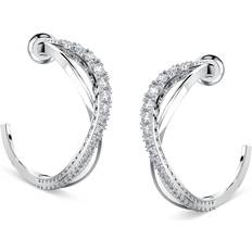 Swarovski Ladies Twist Hoop Earrings White, Rhodium Plated