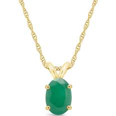 Celebration Gems 14k Gold Oval Emerald Pendant Necklace, Women's, 18" Green"