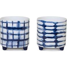 Melrose Dolomite Set of 2 Pot with Blue and White Finish