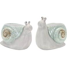 Melrose Set of 2 Terra Cotta Snail Planter with Blue Finish