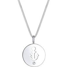 Elli Women's 925 Sterling Silver Anchor Crystal Necklace - 45 cm