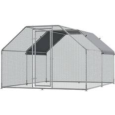 Galvanized metal chicken coop Pawhut 12ft Metal Chicken Coop Run with Roof