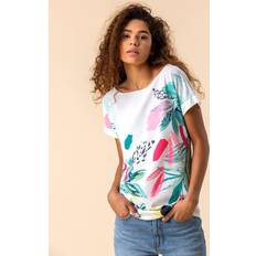 Best T-shirts Roman Abstract Leaf Print Stretch T-Shirt