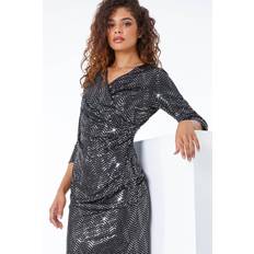 Silver Dresses Roman Sequin Spot Side Ruched Dress