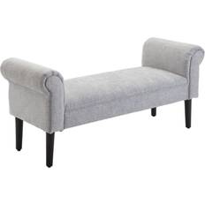 Wood Settee Benches Homcom End Side Chaise Lounge Grey Settee Bench 132x45.5cm