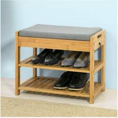 SoBuy Banco Almacenamiento Con Cajón Y Cojín Zapatero L50 cm x H46 cm Aguanta 150 kg FSR49-N Organizador de zapatos