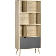 Natural Book Shelves Homcom Modern Freestanding Natural Book Shelf 180cm