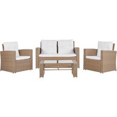 Loungeset konstrotting natur Utemöbler Beliani 4-sits konstrotting ljusbrun Loungeset