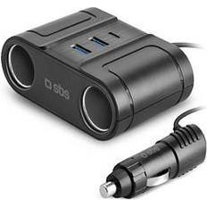 Usb c splitter SBS Splitter Triple USB USB-C Autolader Power Delivery 20W 2.2A Zwart