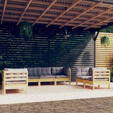 Havemøbler vidaXL Garden Grey Solid Pinewood Fabric 100% Polyester Outdoor Lounge Set