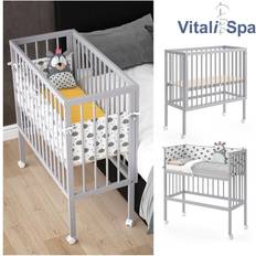Beistellkrippen VitaliSpa Beistellbett SOPHIE Grau Babybett Stillbett Stubenbett Nestchen Boxspringbett
