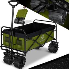 Trækvogne Kesser Bollerwagen faltbar mit Breite Reifen Handwagen Transportkarre Gerätewagen inkl. 2 Netztaschen klappbar Vollgummi-Reifen bis 120 kg Tragkraft transportwagen Gartenanhänger