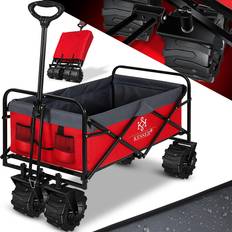 Kesser Bollerwagen faltbar mit Breite Reifen Handwagen Transportkarre Gerätewagen inkl. 2 Netztaschen klappbar Vollgummi-Reifen bis 120 kg Tragkraft transportwagen Gartenanhänger