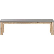 Beliani Grey Fibre Cement Seat Light Acacia Wood Base 3 Seater Ostuni Garden Bench