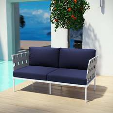 Aluminum Outdoor Sofas modway Harmony Collection EEI-2603-WHI-NAV Outdoor Sofa