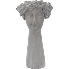 A&B Home Woman Head with Flower Wreath Cement Vase