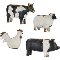 White Candle Holders Melrose Set of 4 White Black Farm Animal Tea Light 8.5" 2.0 Candle Holder