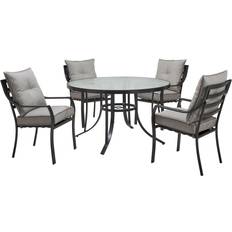 Round glass patio table Hanover Lavallette Patio Dining Set