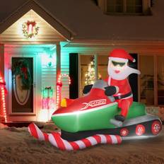 Decorative Items Homcom 82.75 Santa Claus with Snowmobile Christmas Inflatable Decoration